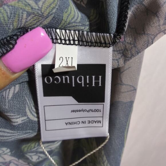 Hibluco Sheer Chiffon Black Floral Kimono Cardigan Long Swimwear Cover Up Sz 2XL - Picture 7 of 10